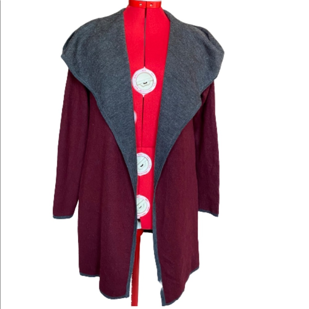 BNCI by Blanc Noir Burgundy Hooded Cardigan